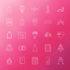 Wedding Engagement Line Icons