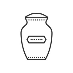 Funeral urn icon. Urn for ashes. Symbol of cremation. Vector outline illustration isolated on white background. Thin line style.