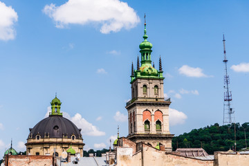 Obraz premium Lviv, Ukraine - 28 July 2016.Lviv old city panorama view