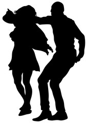 Pair of sport dance performers on a white background