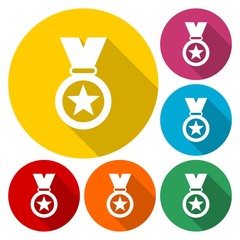 Set of colored icons medals. Vector illustration