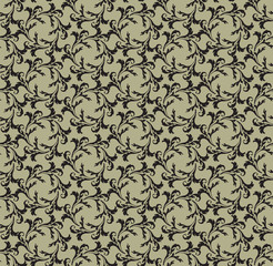 Abstract floral ornament. Swil leaves seamless pattern