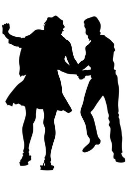 Pair of sport dance performers on a white background
