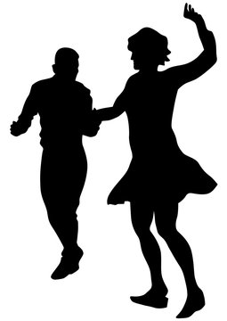 Pair of sport dance performers on a white background