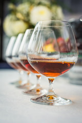 glasses with cognac, brandy glasses cocktail