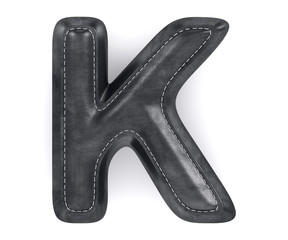 Black leather skin texture capital letter K