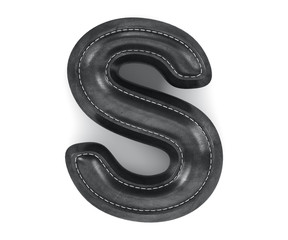 Black leather skin texture capital letter S