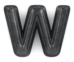 Black leather skin texture capital letter W