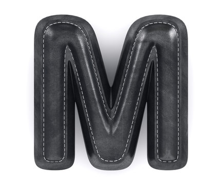Black leather skin texture capital letter M