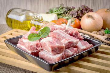 pork ribs on cutting board