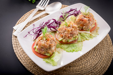 Nam prik ong, Thai northern style chili paste cooktail food.