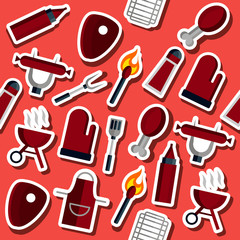 Obraz premium Barbecue flat collage.