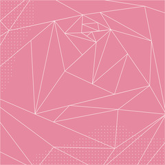 Abstract Geometric polygonal pink rose. Outline