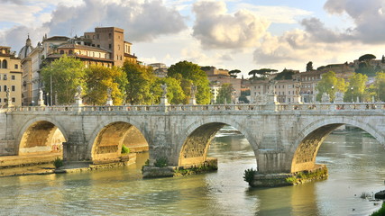 Fototapeta premium The famous bridge in Roma called Castel Santangelo, Italy
