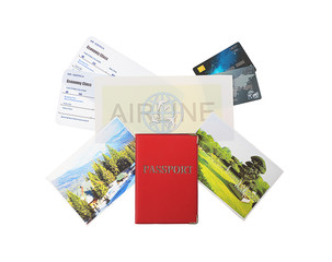 Credit cards with tickets isolated on white