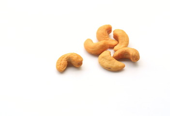 A cashew seed on white background.