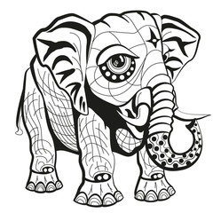 Hand drawn ornate elephant.