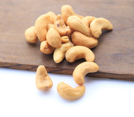 A cashew seed on white background.