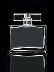 gray elegant perfume bottle in black background