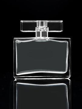 Gray Elegant Perfume Bottle In Black Background