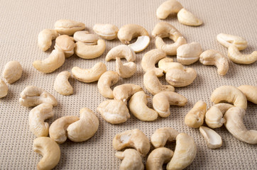 Closeup view on raw cashew nuts