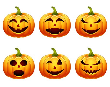 Halloween pumpkin set with different expressions