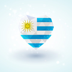 Fototapeta premium Flag of Uruguay in shape diamond glass heart. Triangulation style