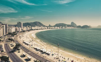 Raamstickers Copacabana Beach and Sugar Loaf Mountain in Rio de Janeiro © marchello74