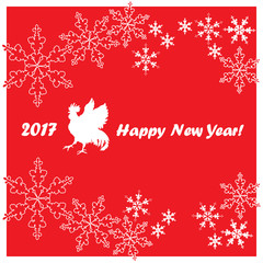 Fototapeta na wymiar 2017 Happy New Year greeting card. Chinese New Year of the red Rooster. Vector Illustration