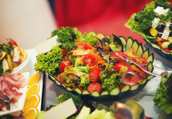 Colorful salads on the party