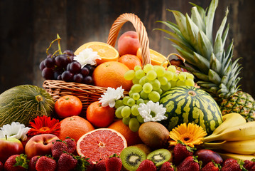 Composition with assorted fruits