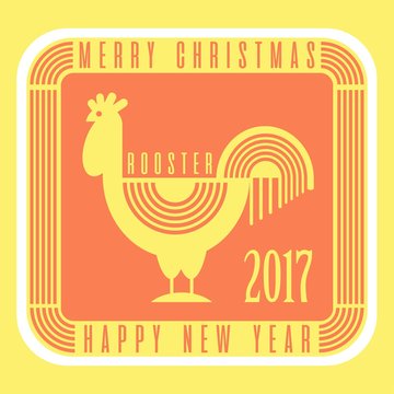 Christmas and New Year card design vector cock