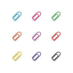 Set of multicolored paper clips, vector illustration.