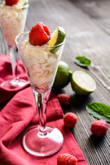 Whipped cream with raspberry and lime