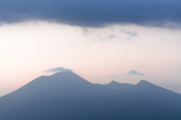 Panoramic view with mount Vesuvius. Mount Vesuvius silhouette an