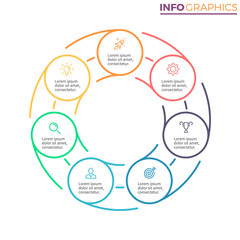 Linear infographics. Chart with 7 steps, options.