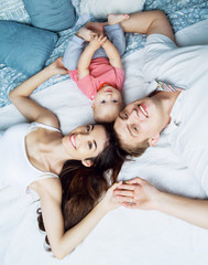 happy family in bed