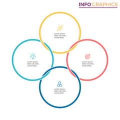 Connected circles for infographics. Chart with 4 steps, options.