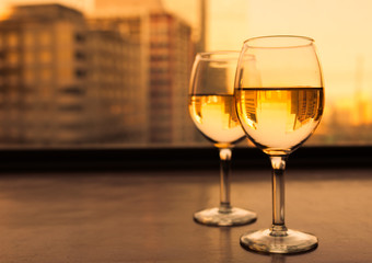 Two glasses of white wine. 
