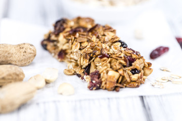 Homemade Granola Bars with Peanuts and Cranberries (selective fo