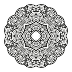 Round decorative ornament, floral pattern, vector illustration
