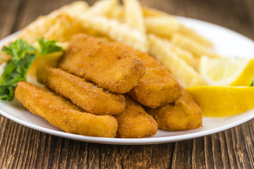 Portion of Fish Fingers (selective focus)