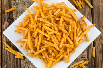 Some fried Potato Sticks (close-up shot)
