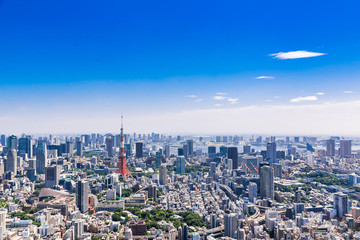 Fototapeta premium Błękitne niebo i krajobraz miasta