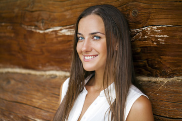 Portrait of beautiful young happy woman