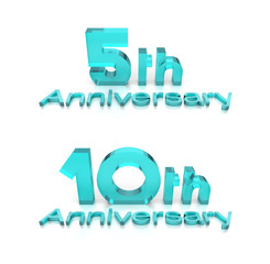 3D Rendering of 5th and 10th Anniversary, Text in English Language