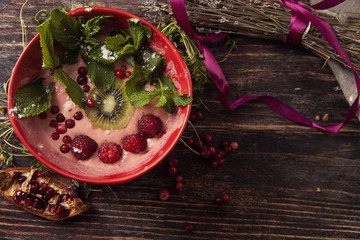 cold smoothie in bowl