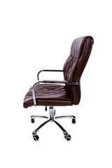 Brown leather office chair isolated on white