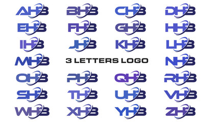 3 letters modern swoosh logo AHB, BHB, CHB, DHB, EHB, FHB, GHB, HHB, IHB, JHB, KHB, LHB, MHB, NHB, OHB, PHB, QHB, RHB, SHB, THB, UHB, VHB, WHB, XHB, YHB, ZHB