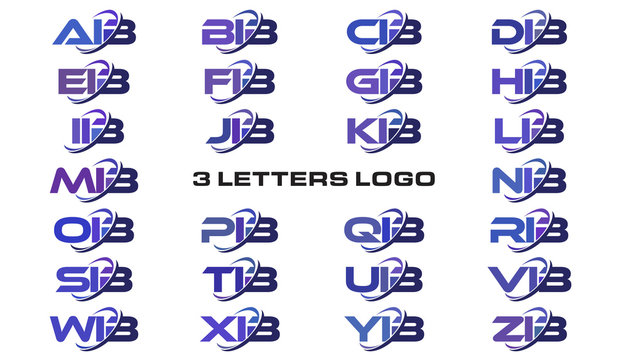 3 letters modern swoosh logo AIB, BIB, CIB, DIB, EIB, FIB, GIB, HIB, IIB, JIB, KIB, LIB, MIB, NIB, OIB, PIB, QIB, RIB, SIB, TIB, UIB, VIB, WIB, XIB, YIB, ZIB